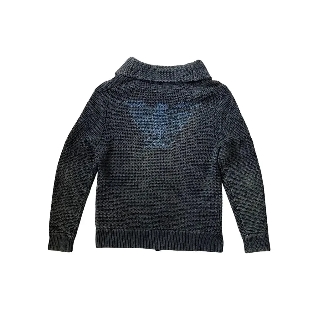 RRL Ralph Lauren Shawl Collar Cardigan - Thunderbird Eagle Graphic - Blue - Sz L